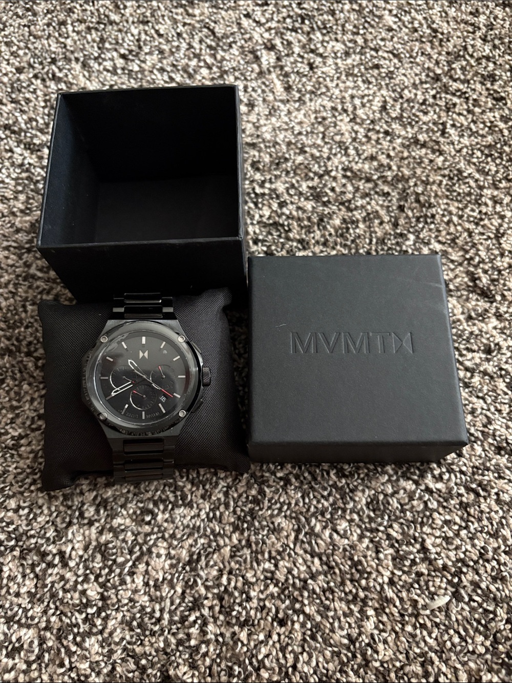 MVMT Men's Black Stainless Steel Chronograph Watch with Red Accents